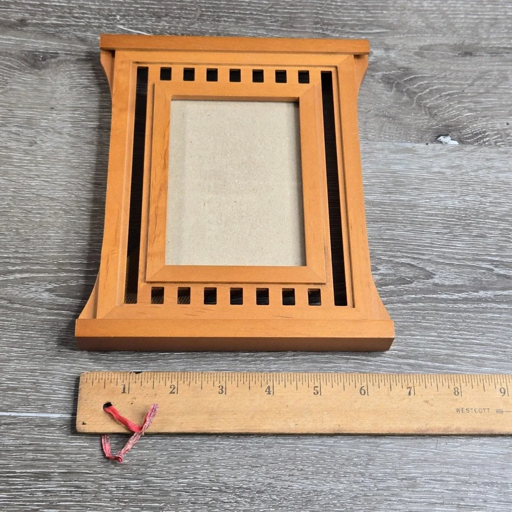 Vintage Mission Style Wood Picture Frame rank Lloyd Wright / Prairie Tabletop